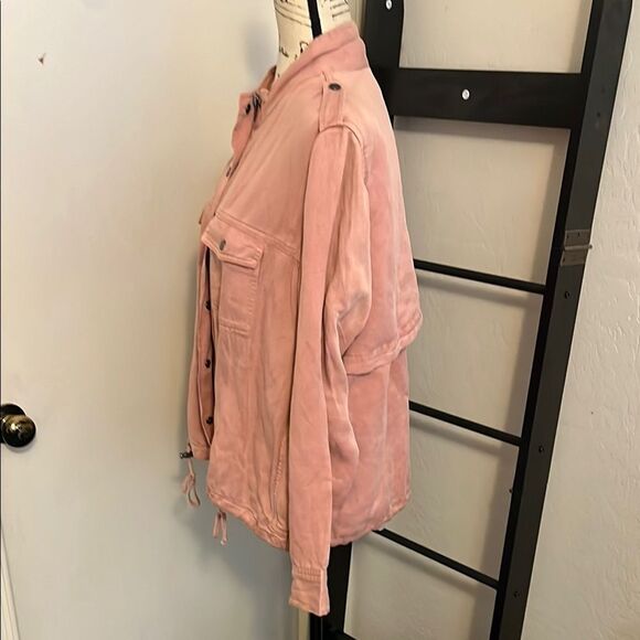Rails Collins Distressed Linen Blend Utility Boho Jacket Modern In Rose Dust - Picture 11 of 15